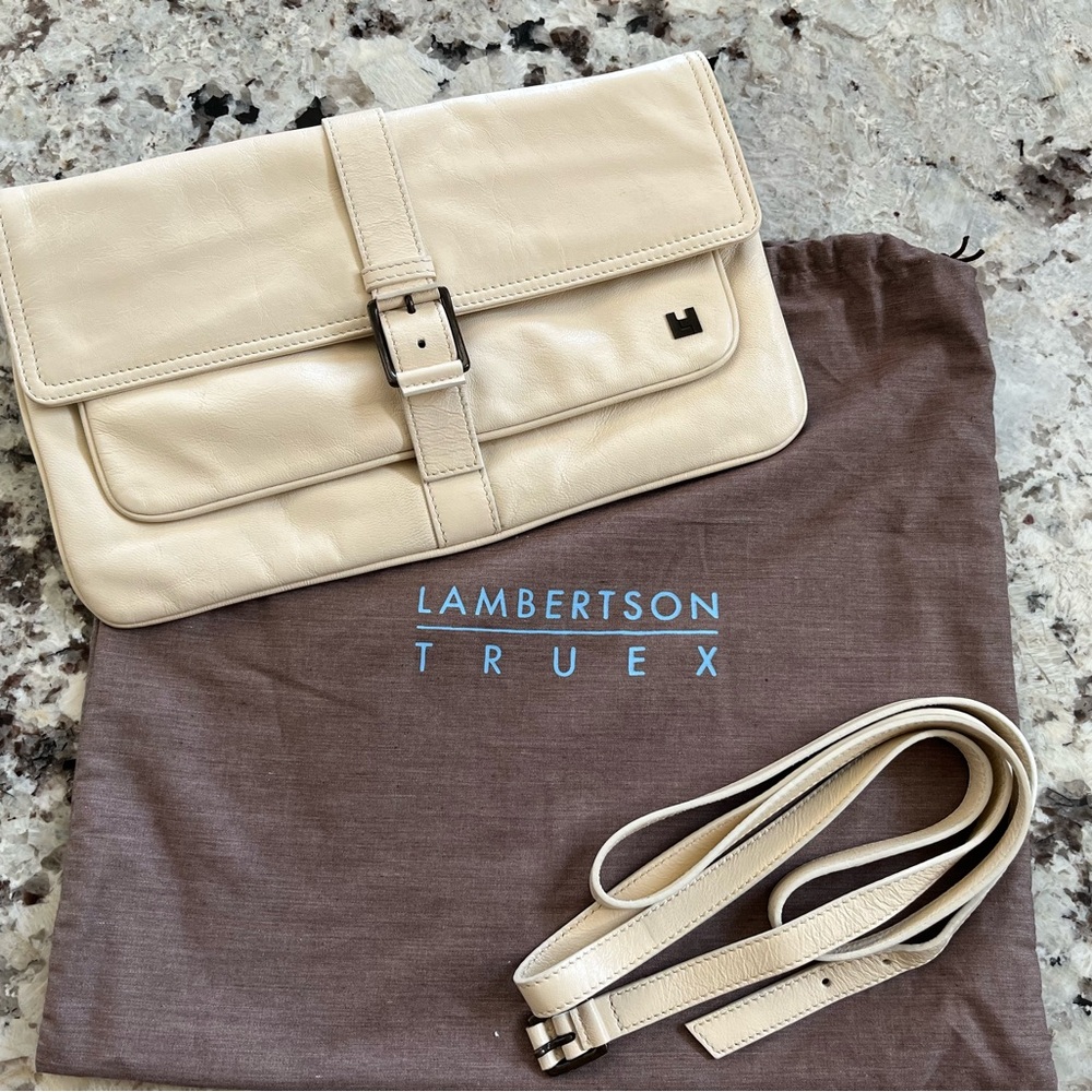 Lambertson Truex Cream Leather Clutch